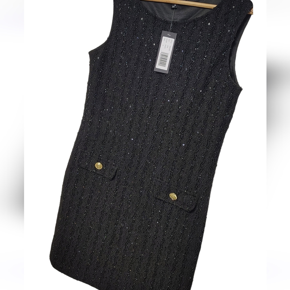 NWT Isaac Mizrahi New York Shimmering Little Black Dress Jackie O Style - Picture 5 of 11